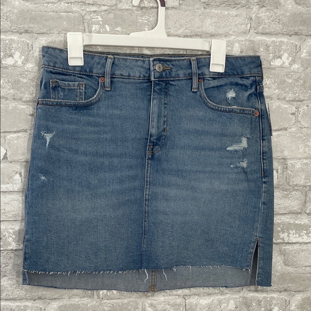 Old Navy High Rise Distressed Denim Mini Skirt
